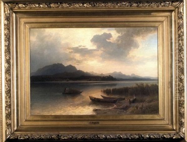 Lake Landscape Oil Painting by Carl Jungheim