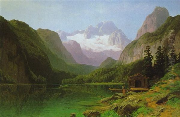 Der Gosausee Mit Blick Auf Den Dachstein Oil Painting by Carl Jungheim