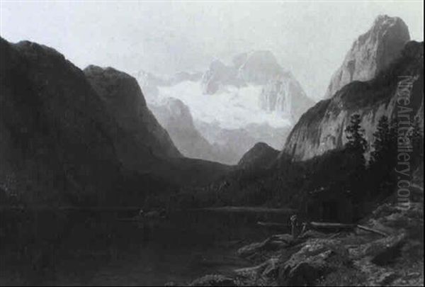 Der Vordere Gosausee Mit Blick Auf Den Dachstein Oil Painting by Carl Jungheim