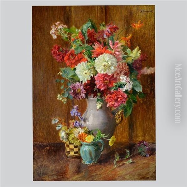 Bouquet Of Flowers Oil Painting by Josef Jungwirth