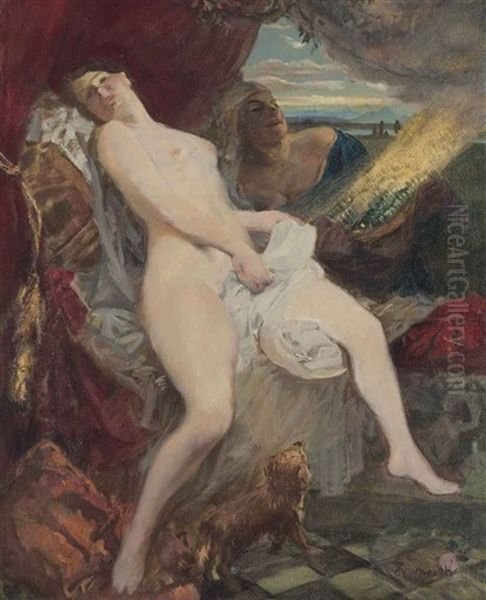 Danae Oil Painting by Josef Jungwirth