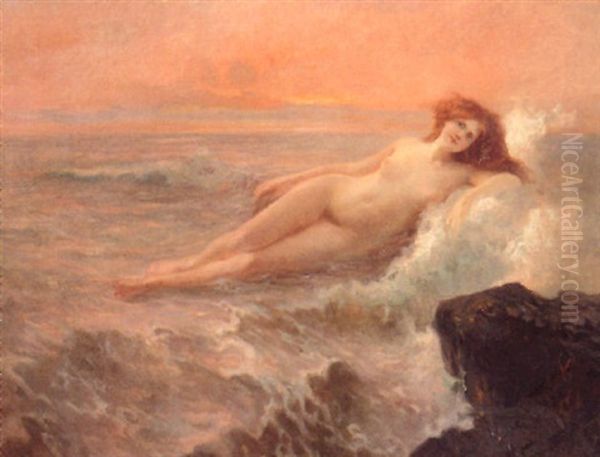 A Sea Nymph Oil Painting by Josef Jungwirth