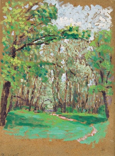 Forest In Spring Oil Painting by Rudolf Junk