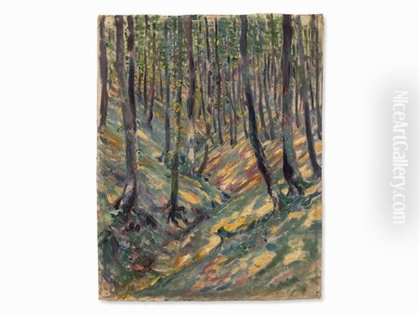 Forest Path Oil Painting by Rudolf Junk