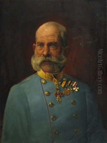 Halbportrat Des Kaiser Franz Josef I (osterreich/ungarn) Oil Painting by Herrmann Philipp Junker the Elder