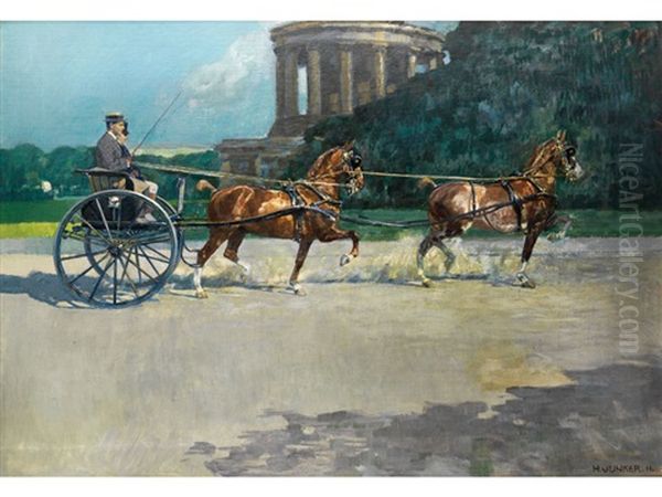 Kutschfahrt Im Park Oil Painting by Hermann Junker the Younger