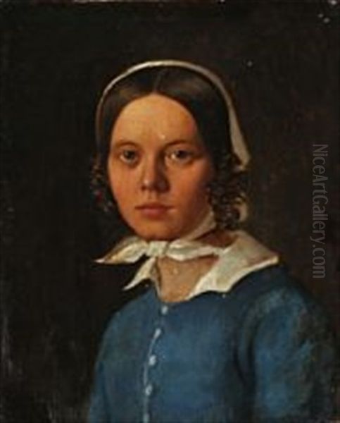 Portrait Of The Artist's Sister Sofie Nees Oil Painting by Fritz (Georg Urban F.) Juergensen