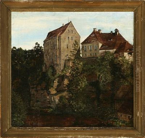 Scene From Lohmen Near Dresden Oil Painting by Fritz (Georg Urban F.) Juergensen