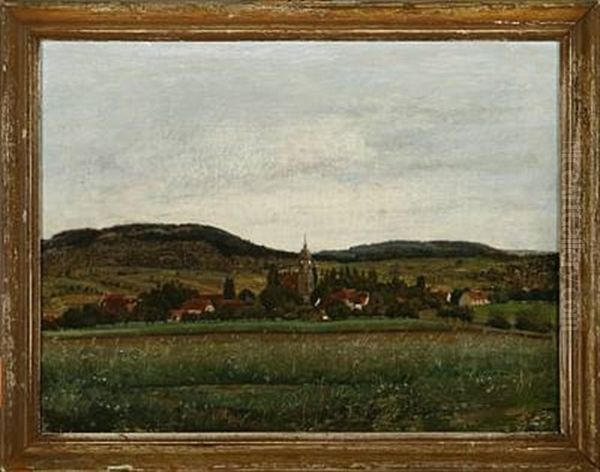 Landscape From Lohmen Near Dresden Oil Painting by Fritz (Georg Urban F.) Juergensen