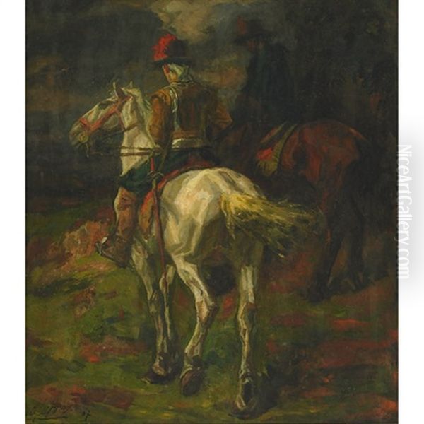 Horseman At Dusk Oil Painting by Johannes Hendricus Jurres