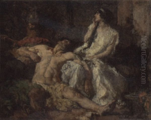 Samson And Delilah Oil Painting by Johannes Hendricus Jurres