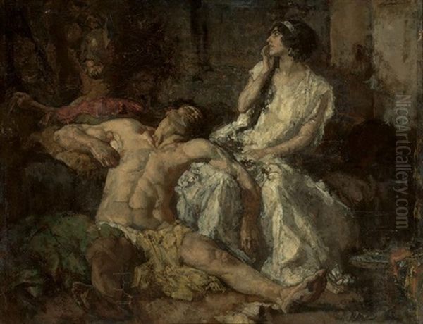 Samson And Delilah Oil Painting by Johannes Hendricus Jurres