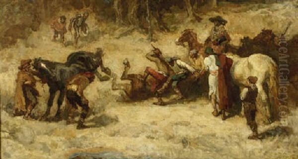 A Scene From Don Quichote Oil Painting by Johannes Hendricus Jurres