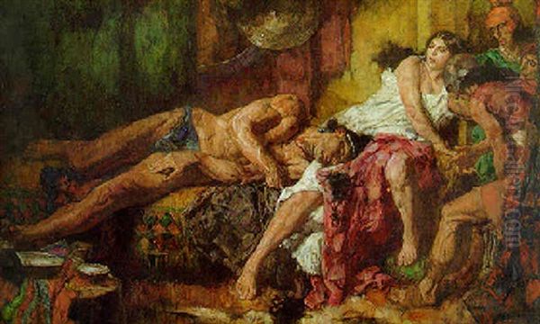 Samson And Delilah Oil Painting by Johannes Hendricus Jurres