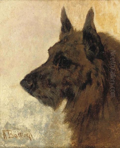 A Terrier Oil Painting by Arthur Batt