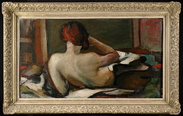 Lying Nude Oil Painting by Alfred Justitz