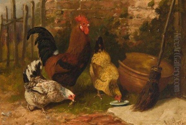 Poules Oil Painting by Arthur Batt