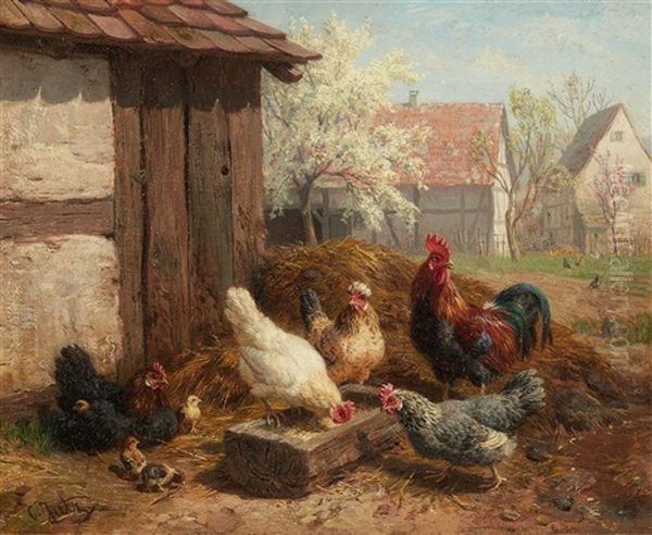 Am Futtertrog Oil Painting by Carl Jutz the Elder