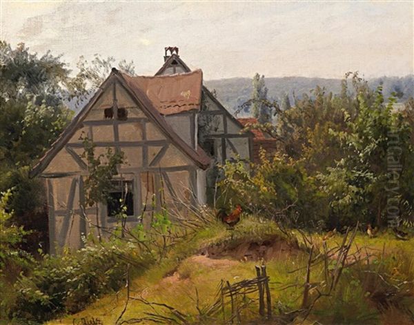 Hinter Dem Bauernhof Oil Painting by Carl Jutz the Elder