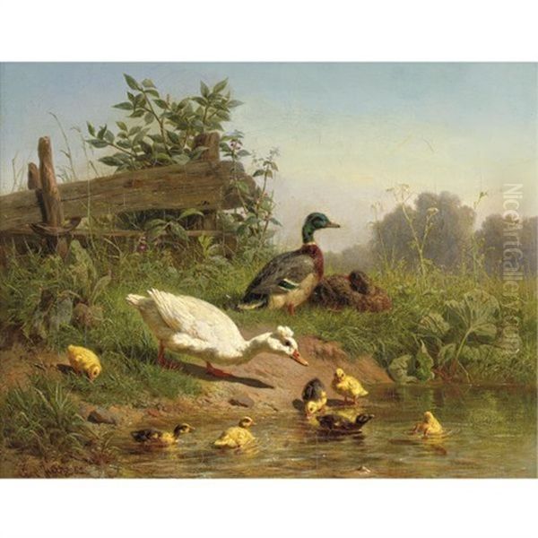 A Cooling Bath Oil Painting by Carl Jutz the Elder