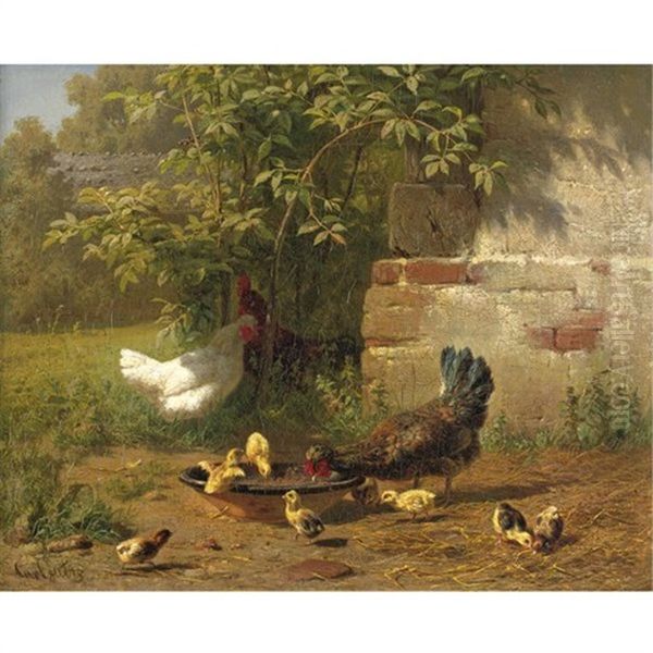 Meal Time Oil Painting by Carl Jutz the Elder