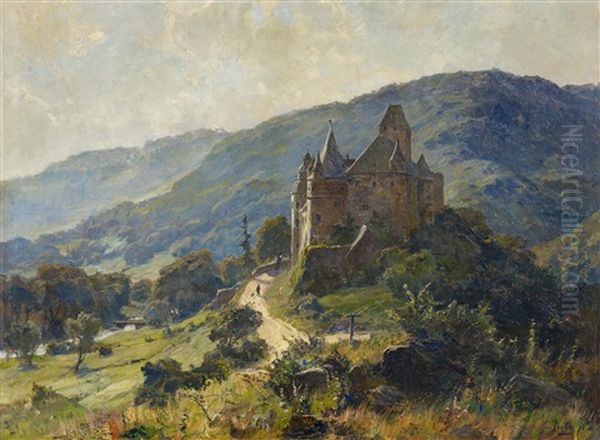 Blick Auf Schloss Burresheim In Der Eifel Oil Painting by Carl Jutz the Younger