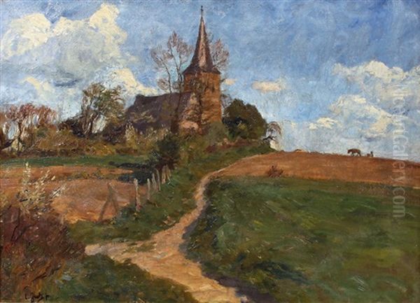 Kirche In Der Eifel Oil Painting by Carl Jutz the Younger