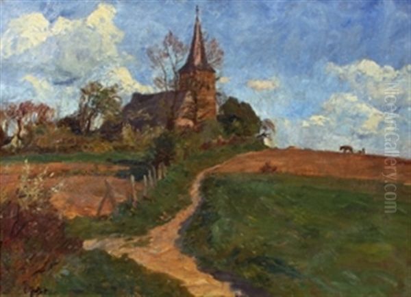 Kirche In Der Eifel Oil Painting by Carl Jutz the Younger