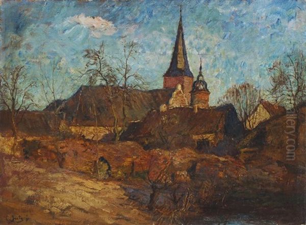 Eifeldorf Oil Painting by Carl Jutz the Younger