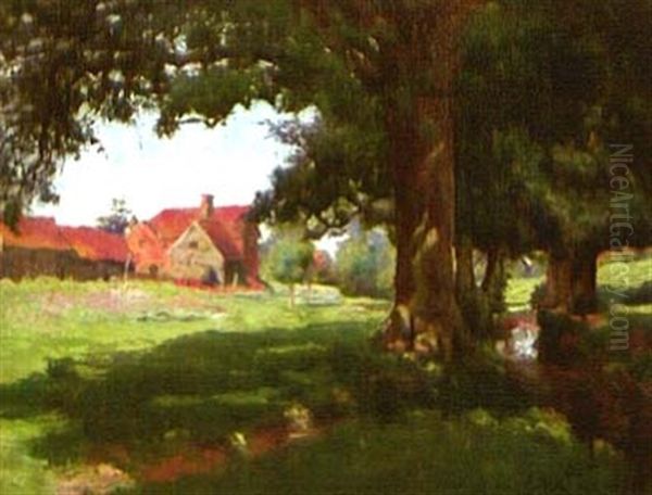 Landliches Idyll Mit Bauernhof Oil Painting by Carl Jutz the Younger