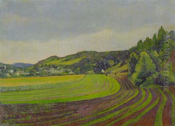 Landschaft - Frankischer Jura Oil Painting by Adolf Jutz