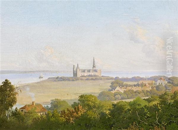 Schloss Kronborg In Kopenhagen Oil Painting by Andreas Thomas Juuel