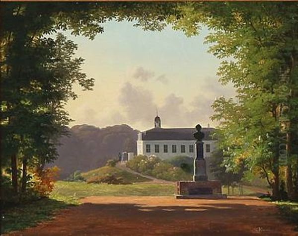 Summer Day At Sorgenfri Castle Oil Painting by Andreas Thomas Juuel