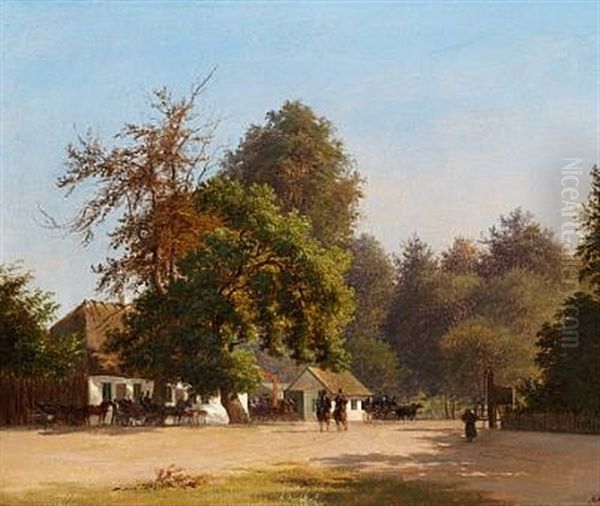 Parti Ved Klampenborg Oil Painting by Andreas Thomas Juuel