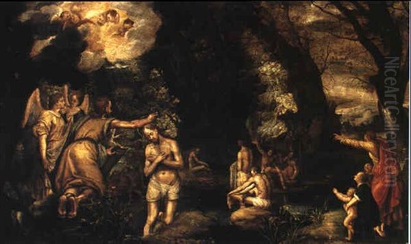 The Baptism Of Christ Oil Painting by Paul Juvenel the Elder