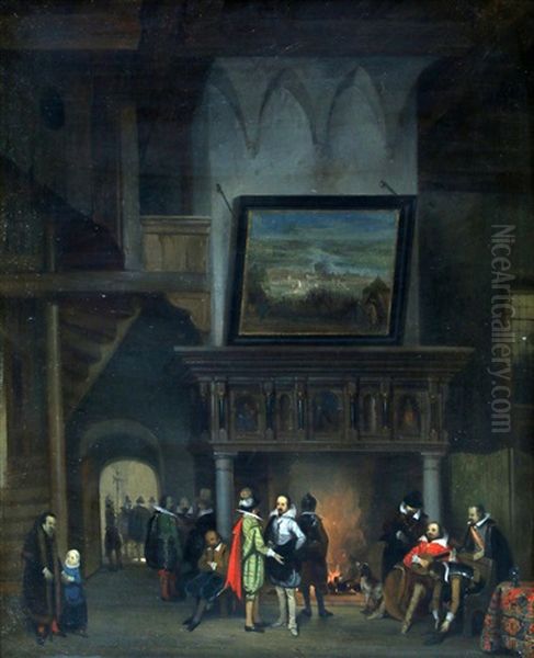 Interieur Met Johan Van Oldenbarnevelt Oil Painting by Jan Van Der Kaa