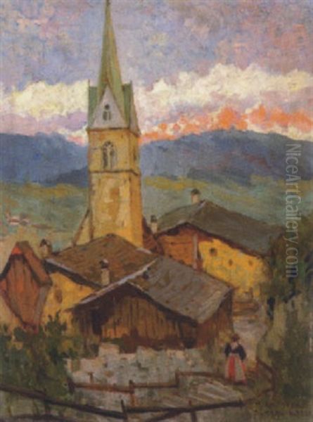 Pfarrkirche In Kaltern Oil Painting by Julius Von Kaan-Albest