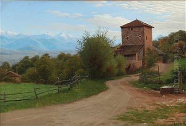 Southern Landscape, Presumably In Italy Oil Painting by Ludvig Kabell