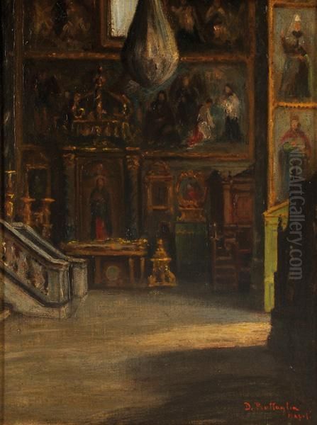 Interno Di Chiesa Oil Painting by Domenico Battaglia