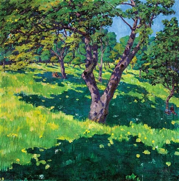 Hillside At Spring by Geza Kadar