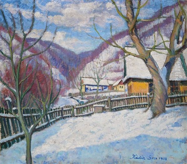 Winter In Felsobanya by Geza Kadar