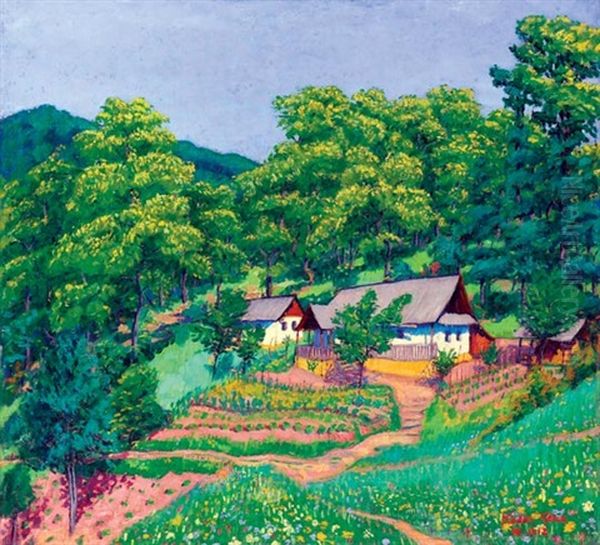 Spring In Nagybanya Oil Painting by Geza Kadar