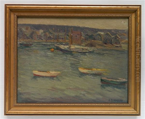 Harbor Scene Oil Painting by Charles Salis Kaelin