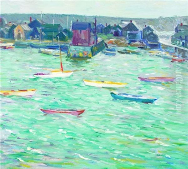 Harbor And Town Oil Painting by Charles Salis Kaelin