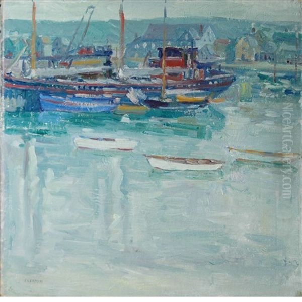 Harbor Scene Oil Painting by Charles Salis Kaelin