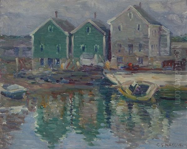 Rockport Harbor Scene Oil Painting by Charles Salis Kaelin