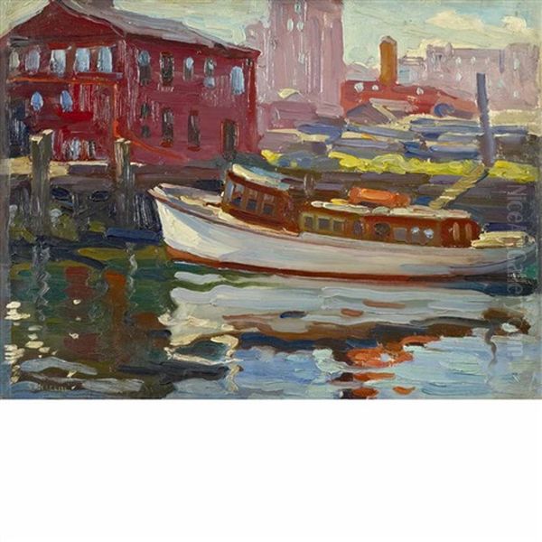 Dock Scene Oil Painting by Charles Salis Kaelin