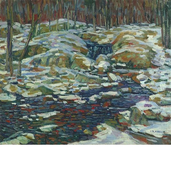 Snowy Woodland Oil Painting by Charles Salis Kaelin