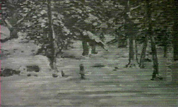 Woods In The Winter Oil Painting by Charles Salis Kaelin