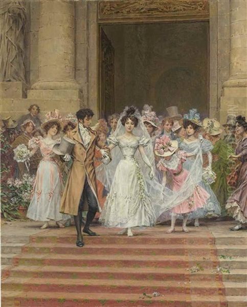 The Wedding, Church Of St. Roch, Paris Oil Painting by Frederik Hendrik Kaemmerer